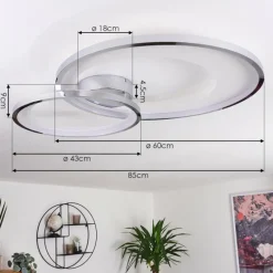 hofstein Plafonnier Tuzik LED Chrome, 1 lumière