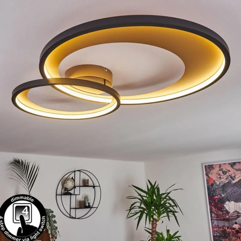 Lampes Dorées-hofstein Plafonnier Tuzik LED Or, Noir, 1 lumière