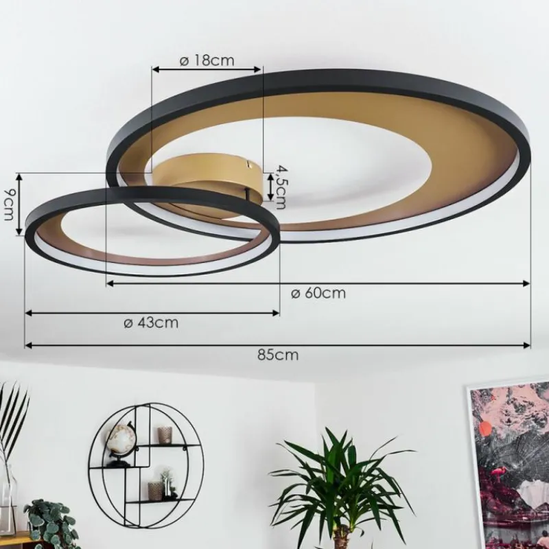 Lampes Dorées-hofstein Plafonnier Tuzik LED Or, Noir, 1 lumière