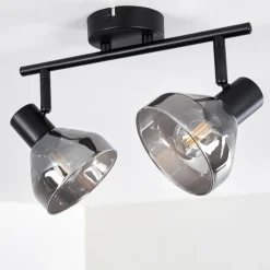 Suspension Verre Fumé-hofstein Plafonnier Tyksov Noir, 2 lumières