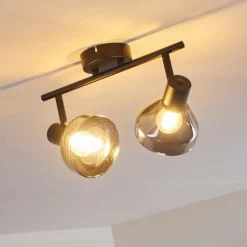 Suspension Verre Fumé-hofstein Plafonnier Tyksov Noir, 2 lumières