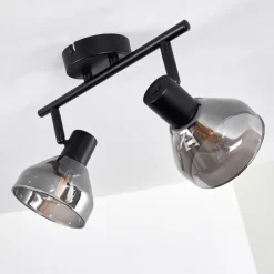 Suspension Verre Fumé-hofstein Plafonnier Tyksov Noir, 2 lumières