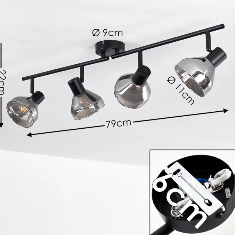 hofstein Plafonnier Tyksov Noir, 4 lumières