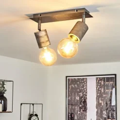 hofstein Plafonnier Tyldom Gris, Argenté, 2 lumières