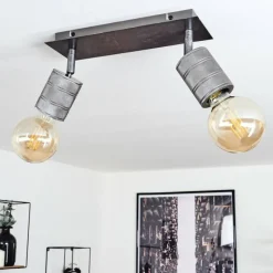 hofstein Plafonnier Tyldom Gris, Argenté, 2 lumières