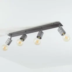 Lampes Vintages & Rétros-hofstein Plafonnier Tyldom Gris, Argenté, 4 lumières