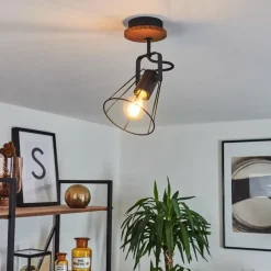 Lampes Vintages & Rétros-hofstein Plafonnier Uatuasa Écru, Noir, 1 lumière