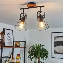 Lampes Vintages & Rétros-hofstein Plafonnier Uatuasa Écru, Noir, 2 lumières