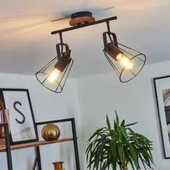 Lampes Vintages & Rétros-hofstein Plafonnier Uatuasa Écru, Noir, 2 lumières