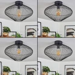 Style Boho-Chic-hofstein Plafonnier Unafo Noir, 1 lumière