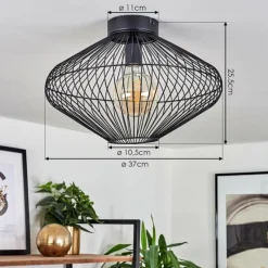 Style Boho-Chic-hofstein Plafonnier Unafo Noir, 1 lumière