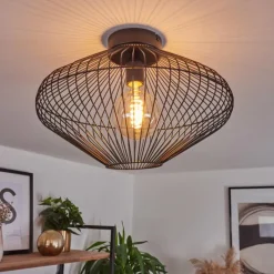 Style Boho-Chic-hofstein Plafonnier Unafo Noir, 1 lumière