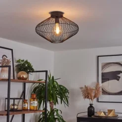 Style Boho-Chic-hofstein Plafonnier Unafo Noir, 1 lumière