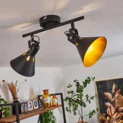 Lampes Dorées-hofstein Plafonnier Upiano Chrome, Noir, 2 lumières