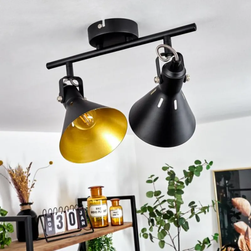 Lampes Dorées-hofstein Plafonnier Upiano Chrome, Noir, 2 lumières