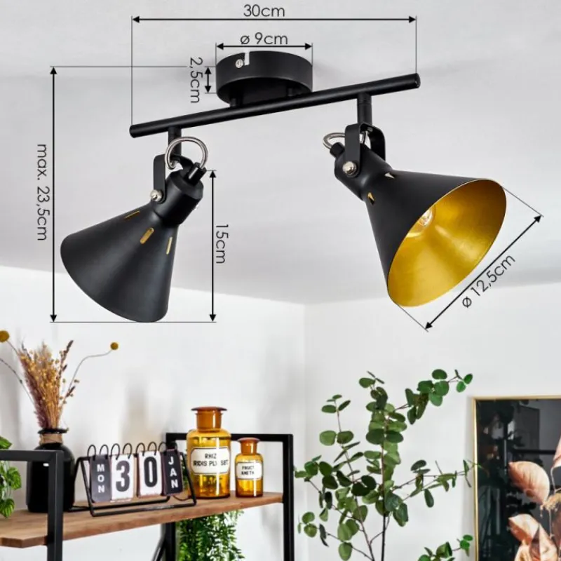 Lampes Dorées-hofstein Plafonnier Upiano Chrome, Noir, 2 lumières