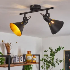 Lampes Dorées-hofstein Plafonnier Upiano Chrome, Noir, 2 lumières