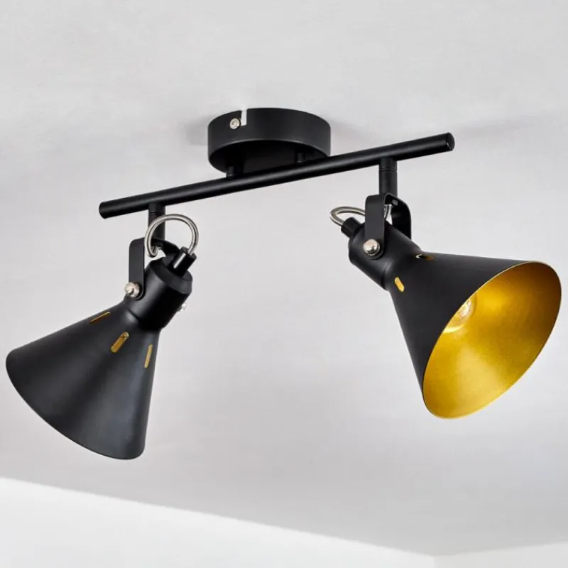 Lampes Dorées-hofstein Plafonnier Upiano Chrome, Noir, 2 lumières