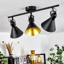 Lampes Dorées-hofstein Plafonnier Upiano Chrome, Noir, 3 lumières