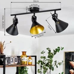 Lampes Dorées-hofstein Plafonnier Upiano Chrome, Noir, 3 lumières