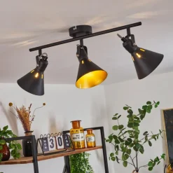 Lampes Dorées-hofstein Plafonnier Upiano Chrome, Noir, 3 lumières