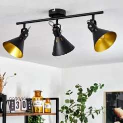 Lampes Dorées-hofstein Plafonnier Upiano Chrome, Noir, 3 lumières