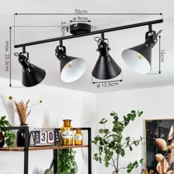 Lampes Industrielles-hofstein Plafonnier Upiano Chrome, Noir, 4 lumières