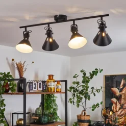 Lampes Industrielles-hofstein Plafonnier Upiano Chrome, Noir, 4 lumières