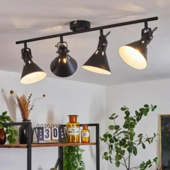 Lampes Industrielles-hofstein Plafonnier Upiano Chrome, Noir, 4 lumières