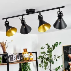 Lampes Dorées-hofstein Plafonnier Upiano Chrome, Noir, 4 lumières