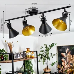 Lampes Dorées-hofstein Plafonnier Upiano Chrome, Noir, 4 lumières