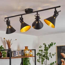 Lampes Dorées-hofstein Plafonnier Upiano Chrome, Noir, 4 lumières