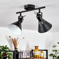 Lampes Industrielles-hofstein Plafonnier Upiano Noir, 2 lumières
