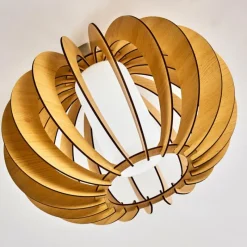 Lampes En Bois-hofstein Plafonnier Valkom Bois clair, Nickel mat, 1 lumière