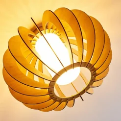 Lampes En Bois-hofstein Plafonnier Valkom Bois clair, Nickel mat, 1 lumière