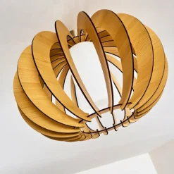 Lampes En Bois-hofstein Plafonnier Valkom Bois clair, Nickel mat, 1 lumière