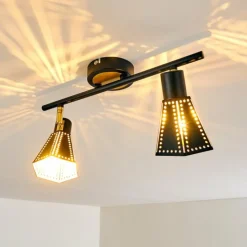 Lampes Dorées-hofstein Plafonnier Vantaa Noir doré, 2 lumières