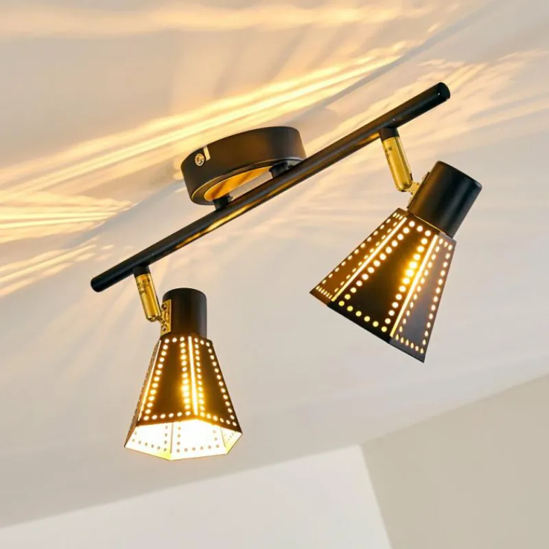 Lampes Dorées-hofstein Plafonnier Vantaa Noir doré, 2 lumières