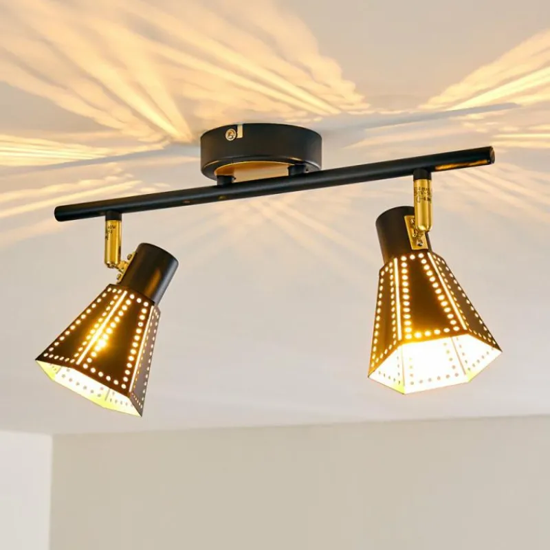 Lampes Dorées-hofstein Plafonnier Vantaa Noir doré, 2 lumières