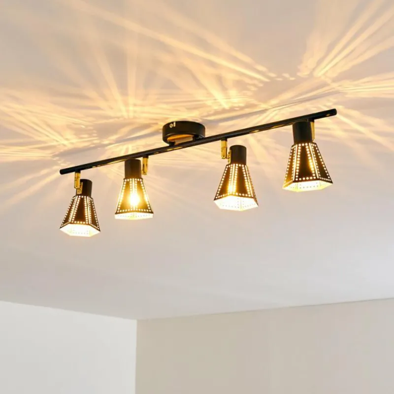 Lampes Dorées-hofstein Plafonnier Vantaa Noir doré, 4 lumières