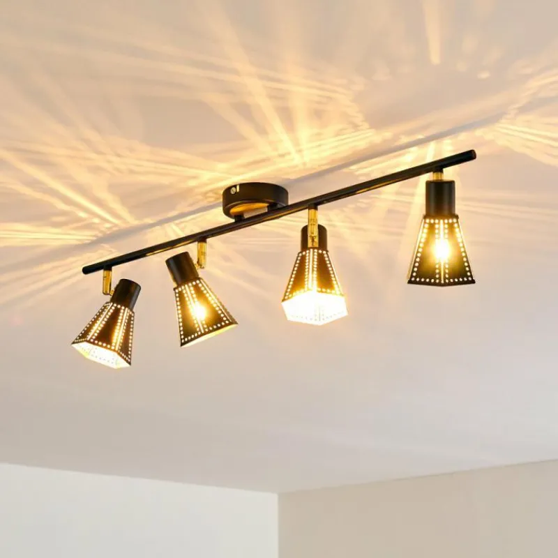 Lampes Dorées-hofstein Plafonnier Vantaa Noir doré, 4 lumières