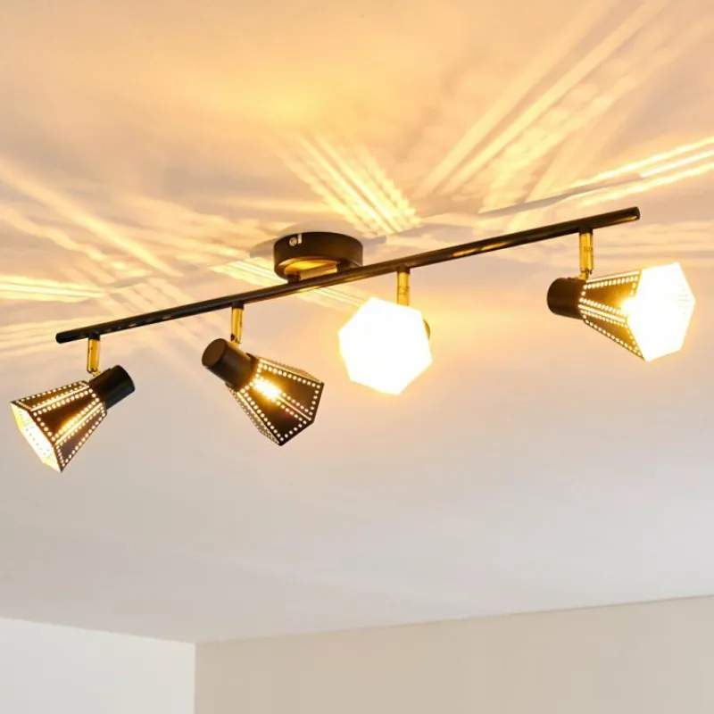 Lampes Dorées-hofstein Plafonnier Vantaa Noir doré, 4 lumières