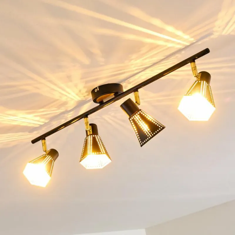 Lampes Dorées-hofstein Plafonnier Vantaa Noir doré, 4 lumières