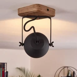 Lampes Industrielles-hofstein Plafonnier Vanuatu Brun, Noir, 1 lumière