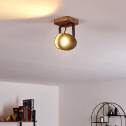 Lampes Industrielles-hofstein Plafonnier Vanuatu Brun, Noir, 1 lumière