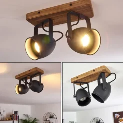 Lampes Industrielles-hofstein Plafonnier Vanuatu Brun, Noir, 2 lumières