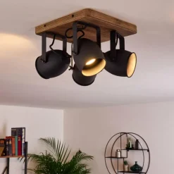 Lampes Industrielles-hofstein Plafonnier Vanuatu Brun, Noir, 4 lumières