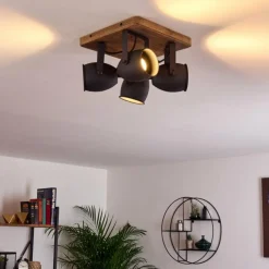 Lampes Industrielles-hofstein Plafonnier Vanuatu Brun, Noir, 4 lumières