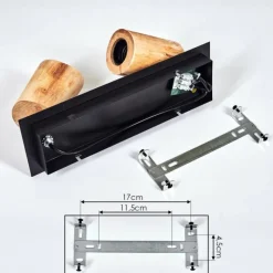 Lampes Vintages & Rétros-hofstein Plafonnier Vasanello Bois clair, Noir, 2 lumières