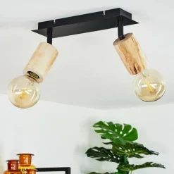 Lampes Vintages & Rétros-hofstein Plafonnier Vasanello Bois clair, Noir, 2 lumières